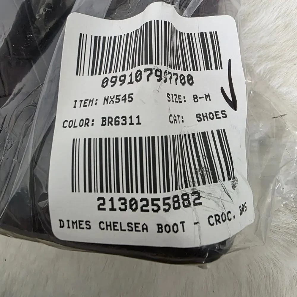 Madewell Dimes Coffee Bean Brown Croc Leather Chelsea Boot Kitten Heel Boots 8